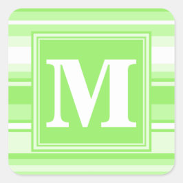 Monogram kalkgroene strepen vierkante sticker