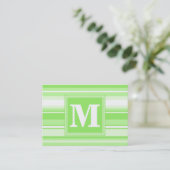 Monogram kalkgroene strepen visitekaartje (Staand voorkant)