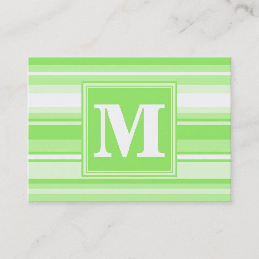 Monogram kalkgroene strepen visitekaartje (Voorkant)