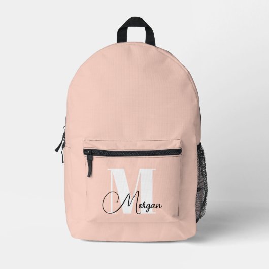 Monogram Kalligrafie Aangepaste naam met Blush Pin Bedrukte Rugzak (Voorkant)