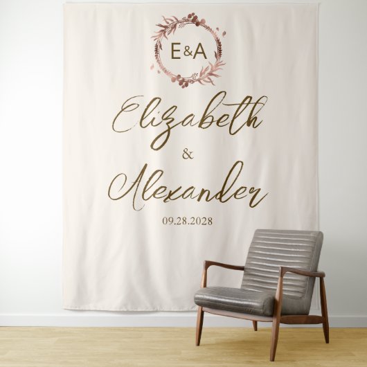 Monogram kalligrafie Bindende achtergrond Wandkleed (In situ)