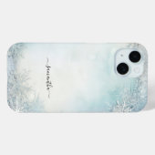Monogram kalligrafie blauw witte sneeuwvlok Case-Mate iPhone case (Achterkant (horizontaal))