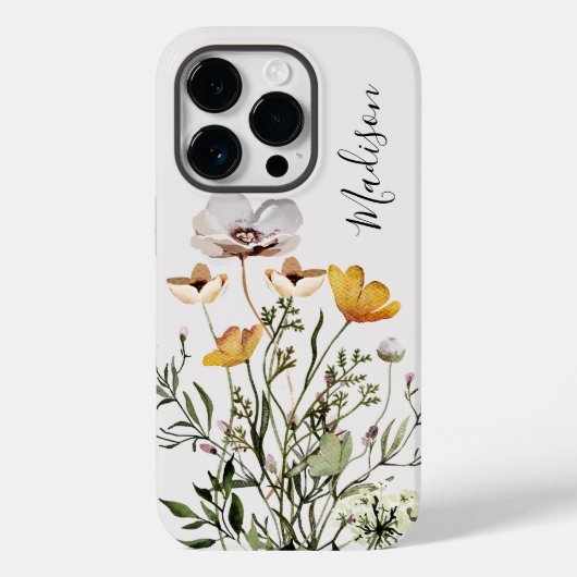 Monogram Kalligrafie Gedroogd Wildflower Boeket Case-Mate iPhone Case (Achterkant)