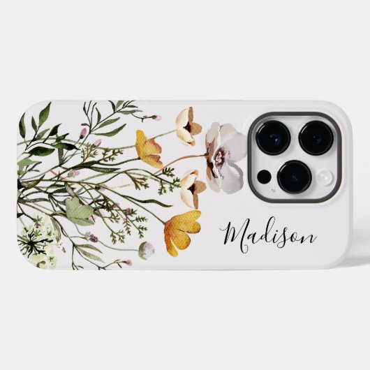 Monogram Kalligrafie Gedroogd Wildflower Boeket Case-Mate iPhone Case (Achterkant (horizontaal))