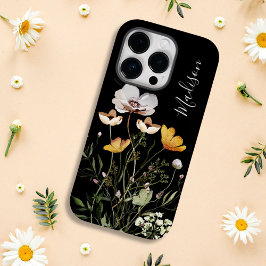 Monogram Kalligrafie Gedroogd Wildflower Boeket Case-Mate iPhone 14 Pro Hoesje