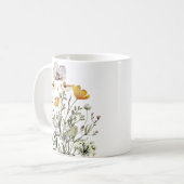 Monogram Kalligrafie Gedroogd Wildflower Boeket Koffiemok (Voorkant links)