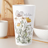 Monogram Kalligrafie Gedroogd Wildflower Boeket Latte Mok