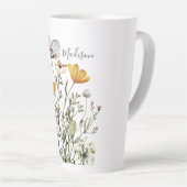 Monogram Kalligrafie Gedroogd Wildflower Boeket Latte Mok (Rechterhoek)
