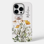 Monogram kalligrafie gedroogde wilde bloemenboeket Case-Mate iPhone case (Achterkant)