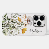 Monogram kalligrafie gedroogde wilde bloemenboeket Case-Mate iPhone case (Achterkant (horizontaal))