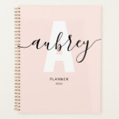Monogram Kalligrafie Girly Blush Pink Planner (Voorkant)