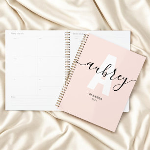 Monogram Kalligrafie Girly Blush Pink Planner