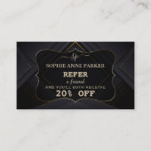 Monogram kalligrafie goud professionele make-up aanbevelingskaartje (Voorkant)