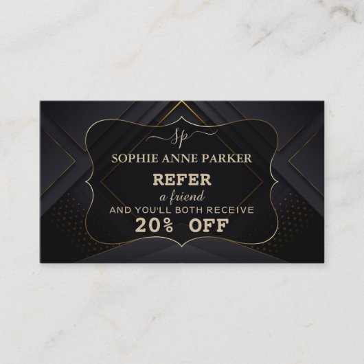 Monogram kalligrafie goud professionele make-up aanbevelingskaartje (Voorkant)