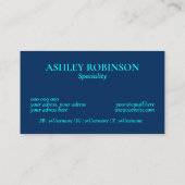 Monogram kalligrafie initialen cyaanblauw modern visitekaartje (Achterkant)