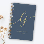 Monogram kalligrafie initials navy goud notitieboek