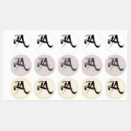 Monogram kalligrafie letter "A" in 3 stijlen. Labels