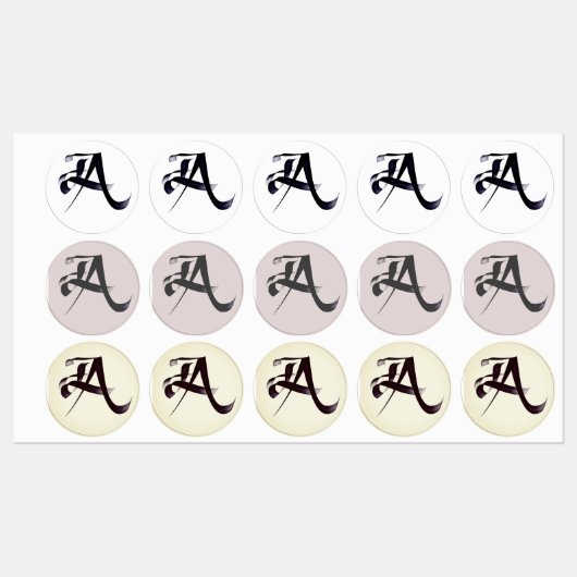 Monogram kalligrafie letter "A" in 3 stijlen. Labels (Vel)