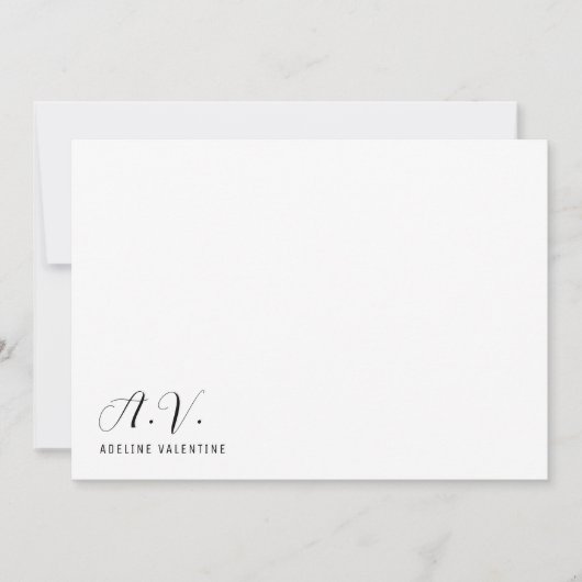 Monogram kalligrafie minimaal en chique notitiekaartje (Voorkant)