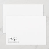 Monogram kalligrafie minimaal en chique notitiekaartje (Voorkant / Achterkant)