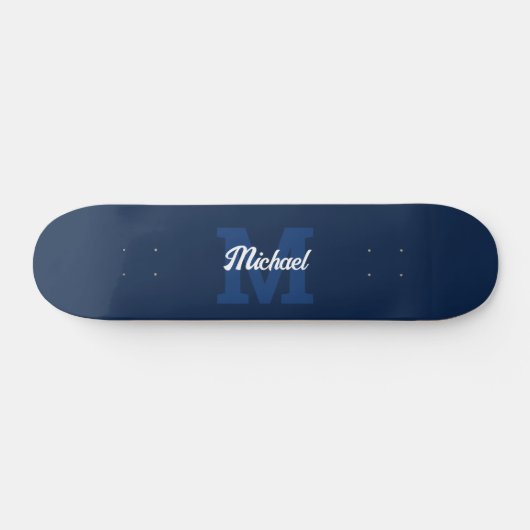 Monogram  kalligrafie Navy Blue Skateboard (Horizontaal)