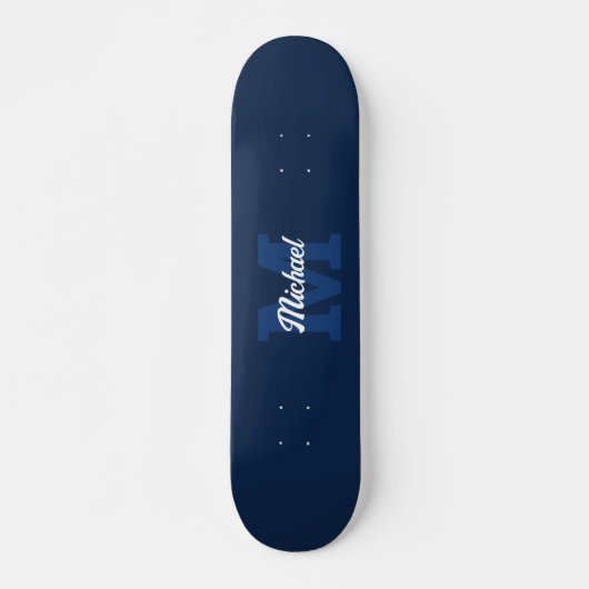 Monogram kalligrafie Navy Blue Skateboard (Voorkant)