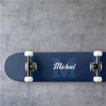 Monogram  kalligrafie Navy Blue Skateboard<br><div class="desc">Vet monogram in combinatie met  kalligrafie.</div>