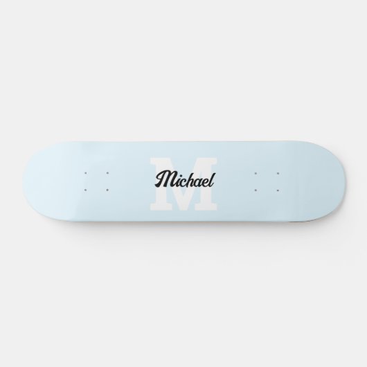 Monogram  kalligrafie Pastel blauw Persoonlijk Skateboard (Horizontaal)