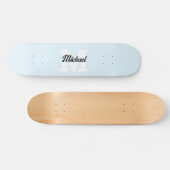 Monogram  kalligrafie Pastel blauw Persoonlijk Skateboard (Horizontaal)