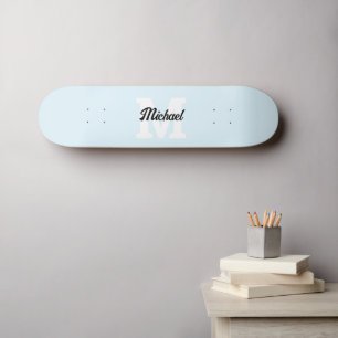 Monogram  kalligrafie Pastel blauw Persoonlijk Skateboard