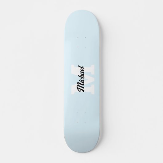 Monogram  kalligrafie Pastel blauw Persoonlijk Skateboard (Voorkant)