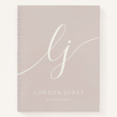 Monogram kalligrafie roze roze ivoor beginletter notitieboek (Voorkant)