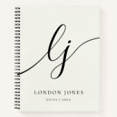 Monogram Kalligrafie Script Initialen Elegant Ivoo Notitieboek (Voorkant)