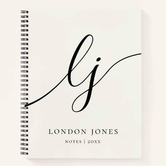 Monogram Kalligrafie Script Initialen Elegant Ivoo Notitieboek (Voorkant)