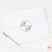 Monogram Kalligrafie zwart-wit Bruiloft Ronde Sticker (Envelop)