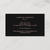 Monogram Kalligrafie Zwart Wit Roos Gouden Strepen Visitekaartje (Achterkant)