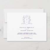 Monogram kam hart kroon zilver wit paarse kaart (Voorkant)