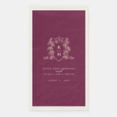 Monogram kam kroon wijn rode perzik bruiloft servet (Voorkant)