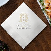 Monogram kam kroon wit goud zwart bruiloft servet