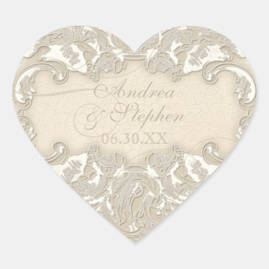  monogram kant barokke eentjes wervelkolom hart sticker (Voorkant)