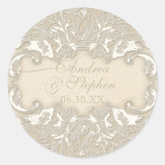  monogram kant barokke eentjes wervelkolom ronde sticker (Voorkant)