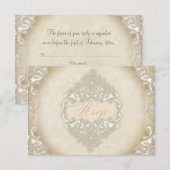  monogram kant barokke eentjes wervelkolom RSVP kaartje (Voorkant / Achterkant)