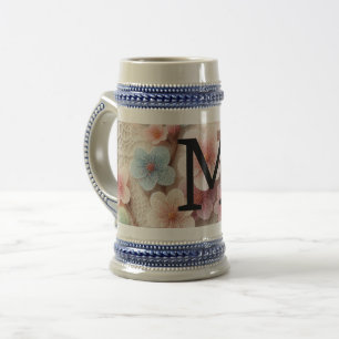 Monogram kant bloemenroze pastel kersenbloesem bierpul