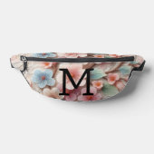 Monogram kant bloemenroze pastel kersenbloesem heuptasje (Liggend)