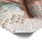 Monogram kant bloemenroze pastel kersenbloesem perfect poster (Hoek)