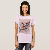 Monogram kant bloemenroze pastel kersenbloesem t-shirt (Voorkant volledig)