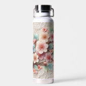 Monogram kant bloemenroze pastel kersenbloesem waterfles (Achterkant)