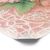 Monogram kant bloemenroze witte blauwe madeliefjes perfect poster (Hoek)