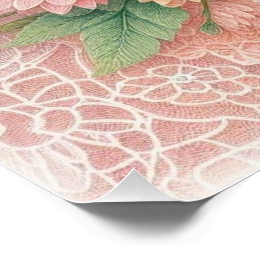 Monogram kant bloemenroze witte blauwe madeliefjes perfect poster (Hoek)