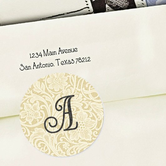 Monogram Kant Enveloppe Zegel Zwart